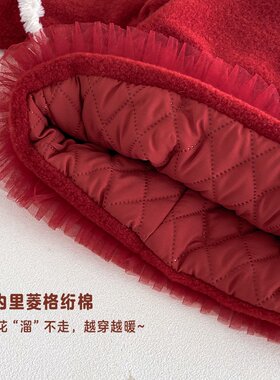 女童复古拜年服小左小右冬季儿童喜庆虎头流苏夹棉连衣裙宝宝裙子