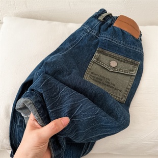 男女童个性 新品 做旧牛仔裤 宝宝韩版 儿童长裤 直筒裤 2026眯眯眼春季