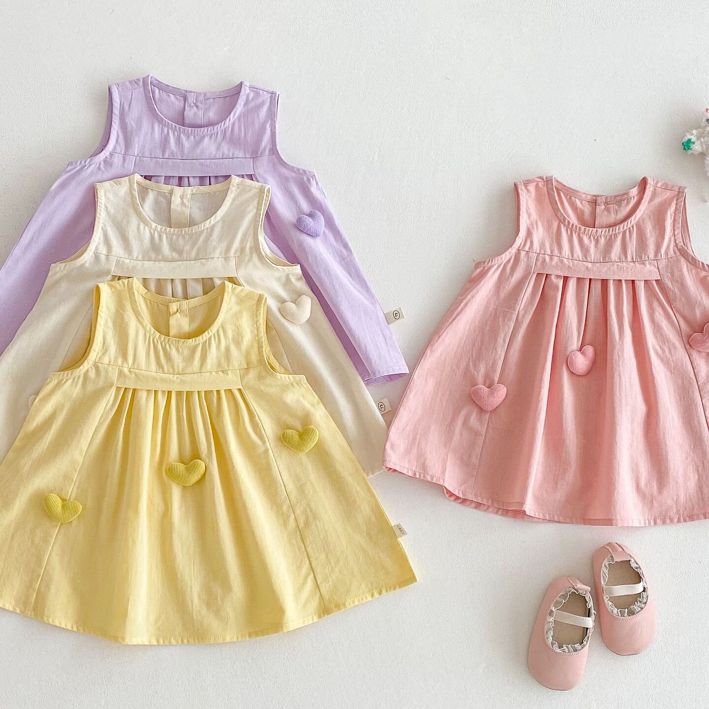 女童爱心公主裙2026年夏季新款女宝宝韩版纯色连衣裙潮儿童背心裙