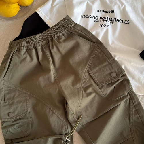 儿童长裤2026眯眯眼春季新品男女童纯色口袋工装裤宝宝抽绳束脚裤