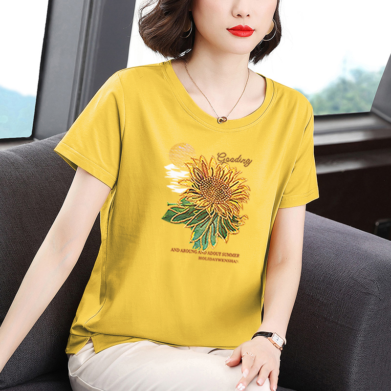 纯棉短袖女休闲常规印花