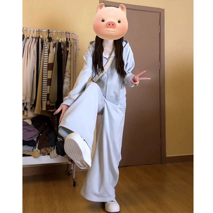 减龄长袖 开衫 宽松显瘦韩版 女2026春秋时尚 卫衣休闲两件套 运动套装