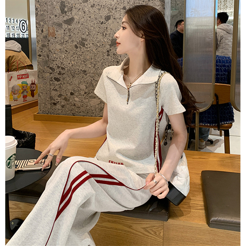 显瘦运动套装女夏季宽松韩版时尚洋气纯棉短袖长裤休闲两件套炸街