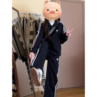 跑步休闲纯棉运动套装女春季学生韩版显瘦宽松时尚长裤两件套卫衣