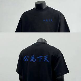 中式国潮牌风天下为公纯棉短袖T恤男女夏季新款小众设计t情侣上衣
