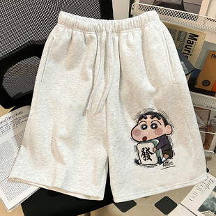 五分裤 蜡笔小新潮牌休闲短裤 小众设计感宽松沙滩裤 新款 子 男女夏季
