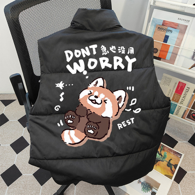 急也没用马甲男女秋冬季新款加厚保暖外套美式小众棉服设计感上衣