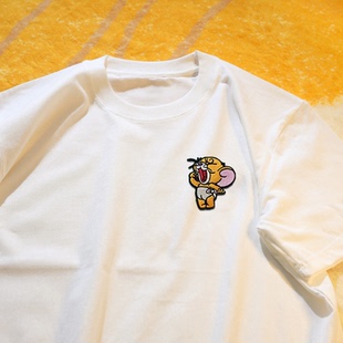 刺绣布贴杰瑞纯棉短袖t恤女男夏季新款亲子装儿童T学生简约上衣服