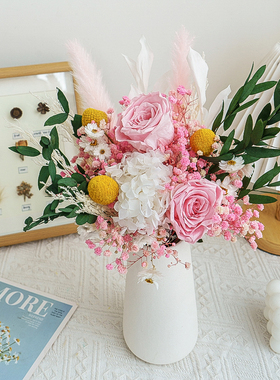 永生满天星玫瑰干花花束家居摆件ins网红绣球尤加利花束摄影道具