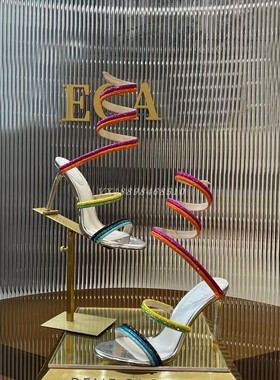 欧美外贸MBRC绝美性感细高跟蛇形水钻凉鞋女外穿气质名媛婚宴大码