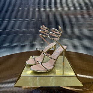 外贸性感细高跟凉鞋女外穿罗马式蛇形缠绕细带气质名媛御姐斩男