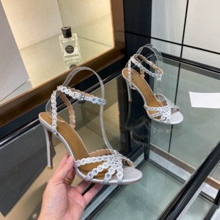 大码 女外穿气质名媛御姐婚宴鞋 外贸金菠萝绝美性感水钻凉鞋