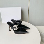 欧美外贸MBRC绝美性感细高跟包头尖头凉拖鞋 女外穿名媛御姐大码