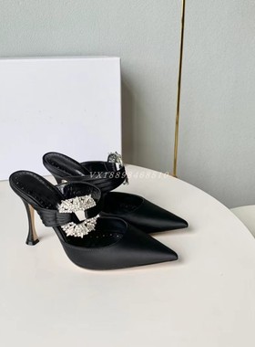 欧美外贸MBRC绝美性感细高跟包头尖头凉拖鞋女外穿名媛御姐大码