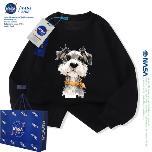 NASA联名男童女童秋冬圆领卫衣加绒加厚中大童儿童洋气潮牌亲子装
