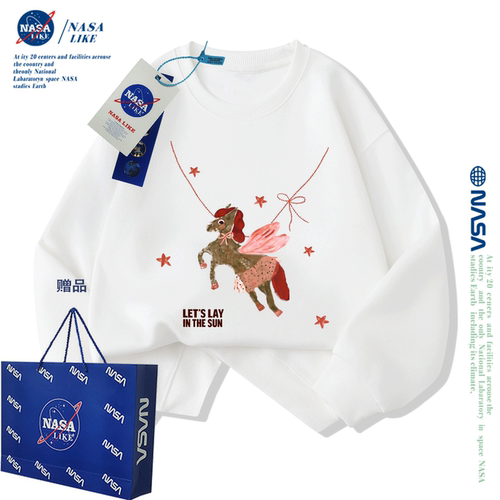 NASA联名女童秋冬圆领卫衣加绒加厚中大童儿童洋气潮牌母女亲子装