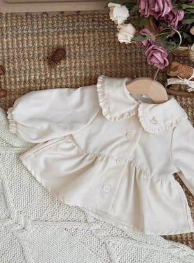 现货日单小木马cottoli*原单女童外套春秋款儿童外衣小童中风衣