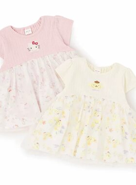 预5月发日单新款定制女童夏季可爱短袖KT布丁狗上衣纱裙