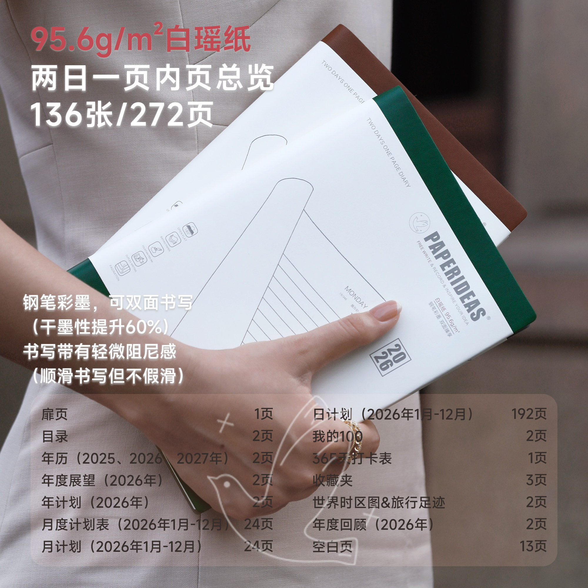 2026手帐本软面两日一页手帐横线计划本日程规划日记本效率手册,文具电教/文化用品/商务用品,手帐/日程本/计划本,淘宝优惠券,粉丝福利购,淘宝优惠卷