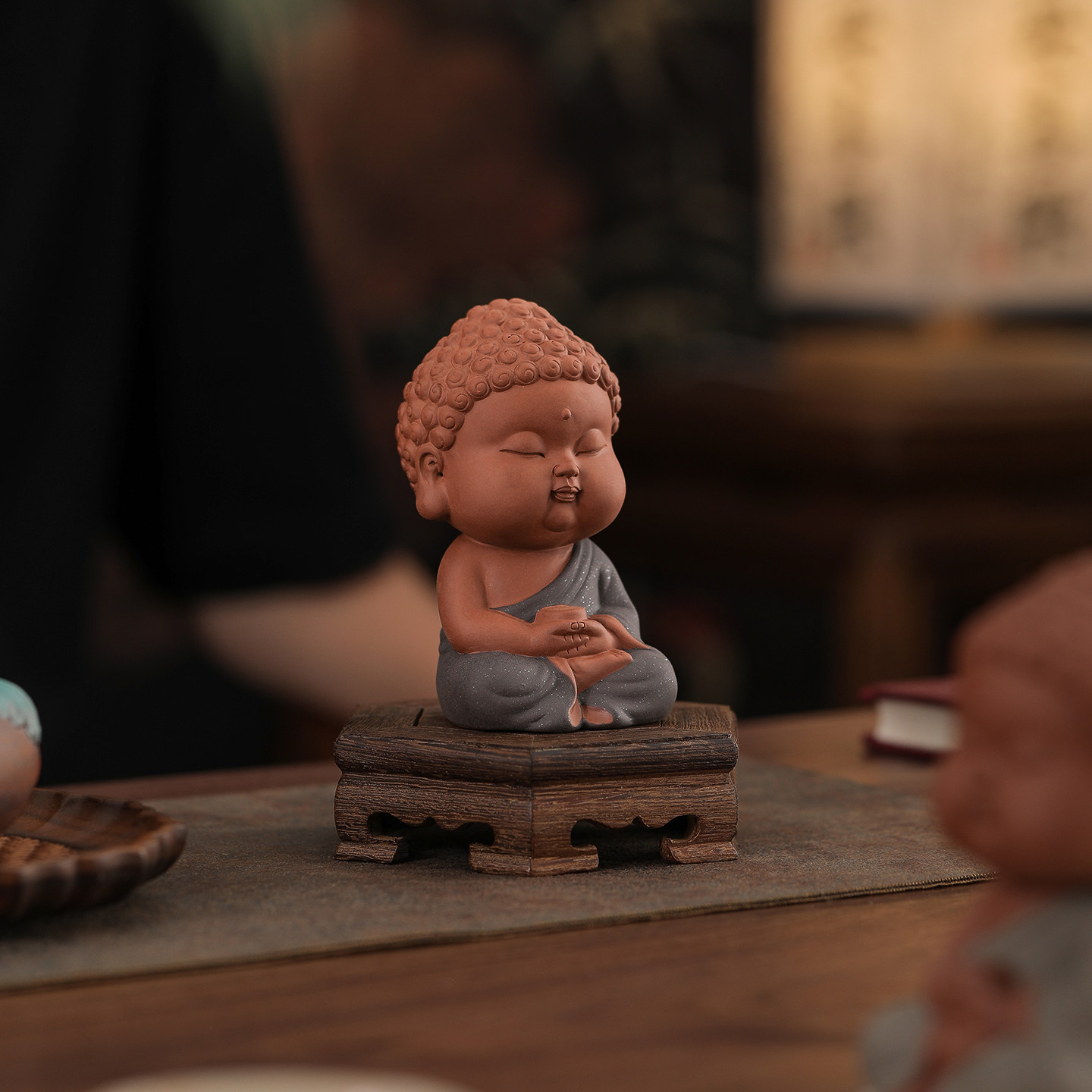 中式禅意小如来佛像摆件紫砂创意家居装饰品书房茶室桌面佛系摆设