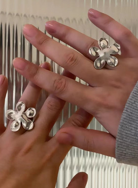 纯银小众花多食指戒指女高级感