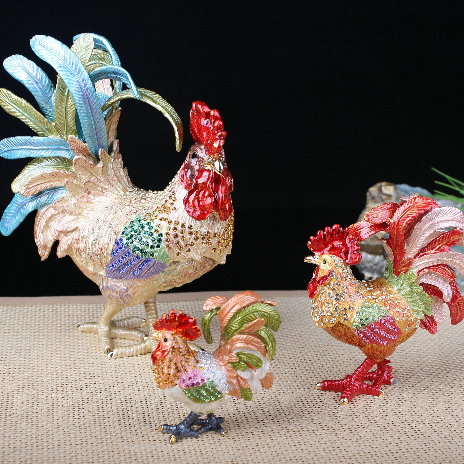 合金镀金彩色公鸡家居摆件创意贺礼入居伴手礼招财摆件