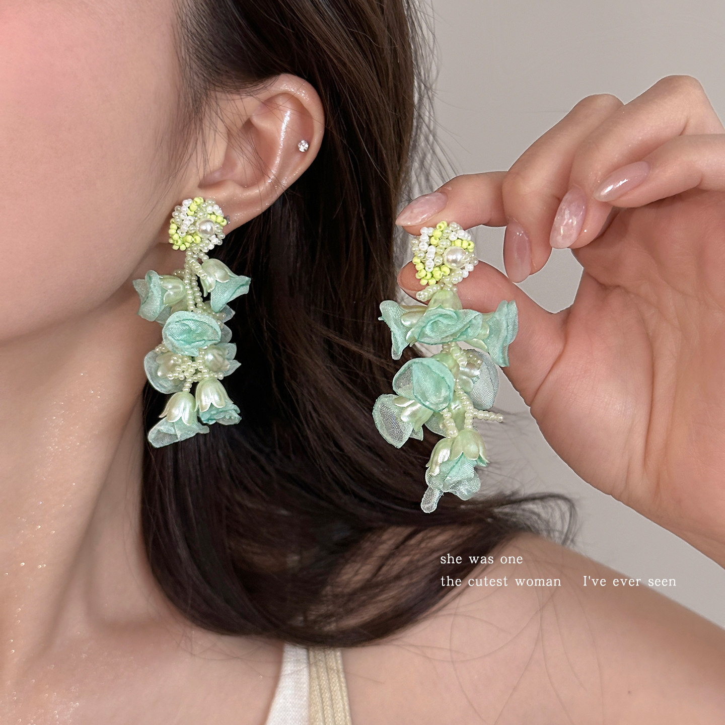 铃兰绢纱花瓣流苏耳坠独特漂亮耳环2026新款爆款耳钉度假风耳饰女