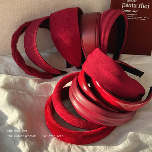 秋冬红色本命年宽边发箍女高级感洋气时尚 头箍新年发卡高颅顶头饰