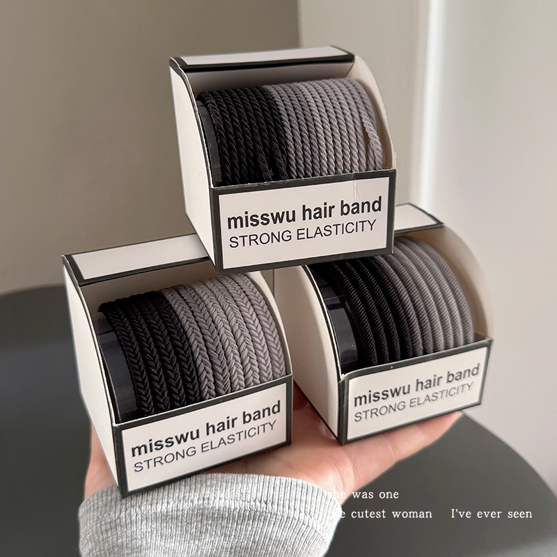 黑灰色系基础头绳女扎马尾高弹力