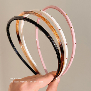 韩式 秋冬带齿防滑头箍洗脸压发卡高颅顶发捆头饰 彩钻细边发箍女款