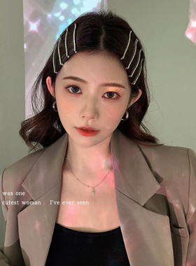 金智妮jennie同款发卡一字水钻发夹少女边夹侧边刘海夹子头饰卡子