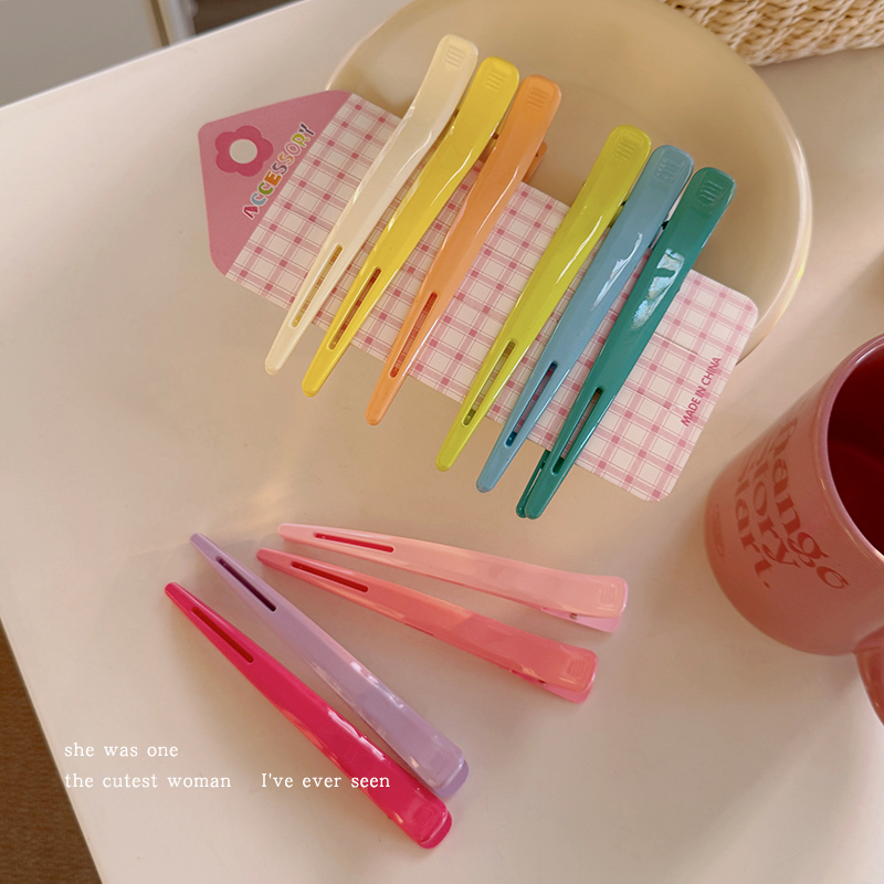 彩色一字鸭嘴夹无痕发夹大号发卡