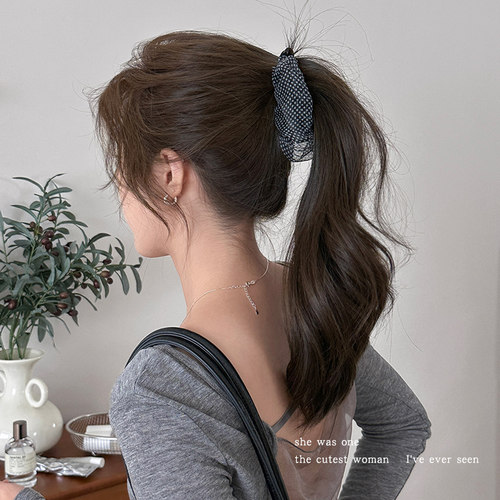 网纱波点泡泡香蕉夹女慵懒风竖夹