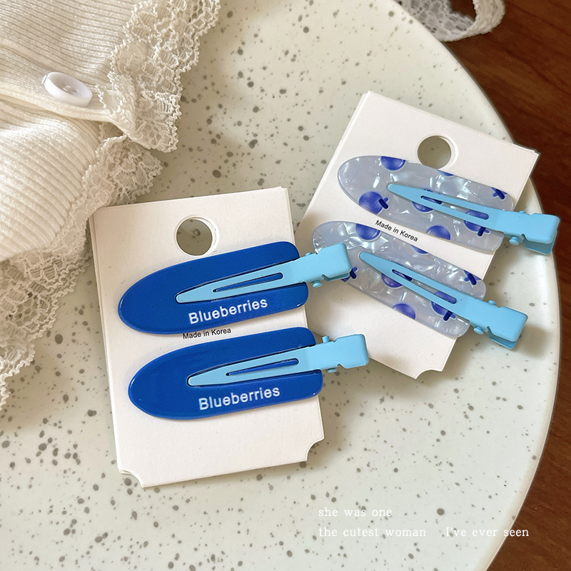 秋冬汽水蓝莓水果发夹女可爱边夹