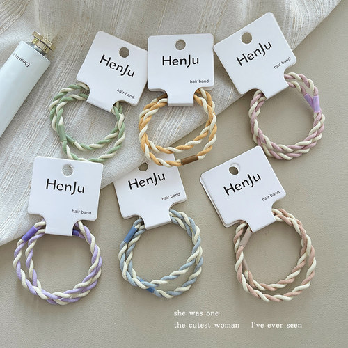 高颜值ins风拼色麻花头绳高弹力