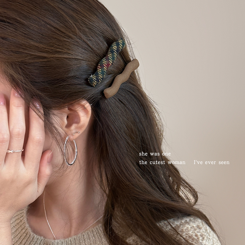 韩系毛呢波浪发夹刘海夹bb夹头饰