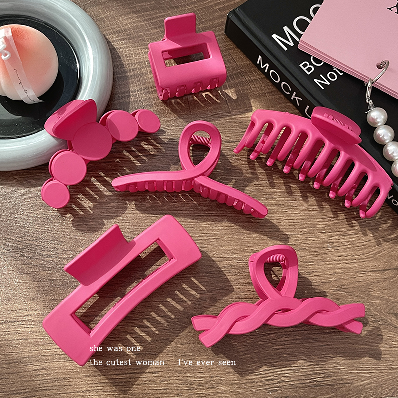 玫红色鲨鱼夹大号盘发发卡