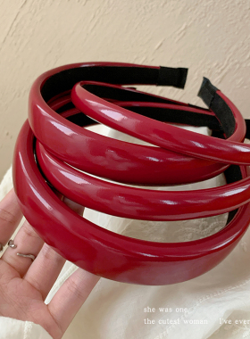 本命年复古安可拉红色发箍女新年发卡高颅顶过年洗脸头箍头饰发饰