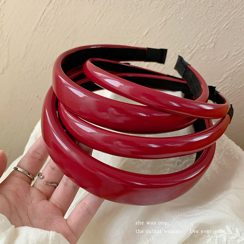 显白港风复古安可拉红色发箍洋气