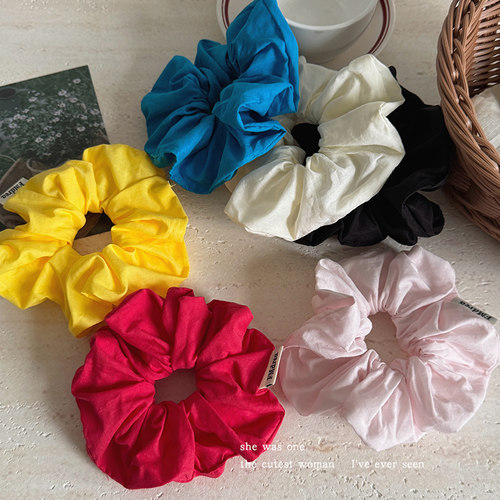 韩系简约纯色布艺大肠发圈丸子头