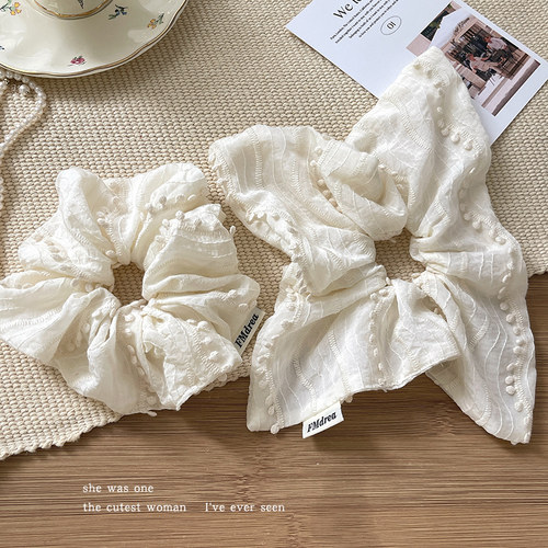 韩系白色方巾发绳头绳大肠发圈