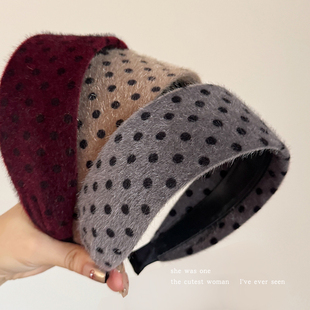 发饰 头箍洗脸压发卡2025新款 秋冬毛呢波点发箍女款 高级感洋气时尚