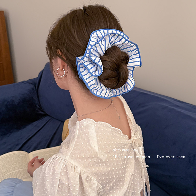 韩系慵懒风条纹大肠发圈女2025新款头绳扎头发橡皮筋超大头花发绳,饰品/流行首饰/时尚饰品新,发饰,淘宝优惠券,粉丝福利购,淘宝优惠卷