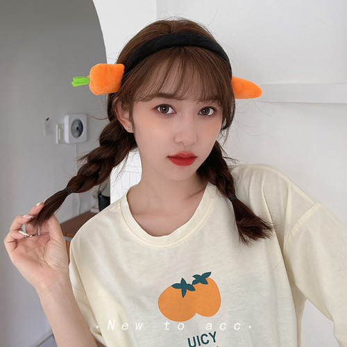 韩国网红创意胡萝卜毛绒简约发带