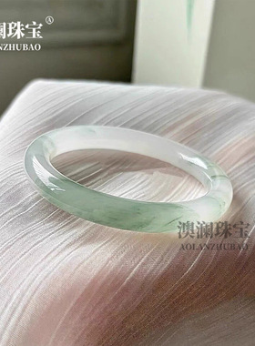 厂家批发天然新疆天山翠冰翠金丝玉圆条手镯玉光翡翠色冰种飘花