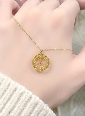 新款沙金饰品莫比乌斯方块手链女轻奢高级感织梦网圆环吊坠气质