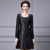 星译秋连衣裙女高级感2025新款 长袖 高档适合小个子遮肚子a字裙子