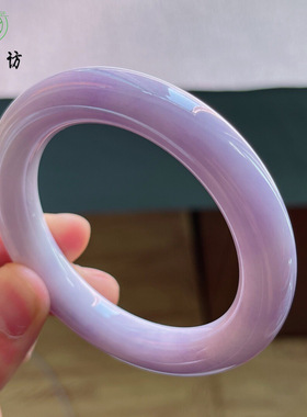 缅甸天然玉镯子翡翠冰种紫罗兰春彩圆条贵妃宽边正圈少女款玉手镯