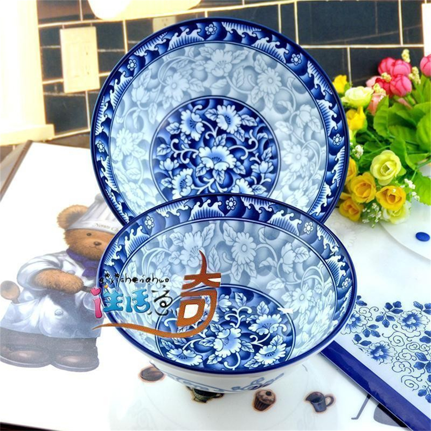 叁宝高温陶瓷饭碗手绘