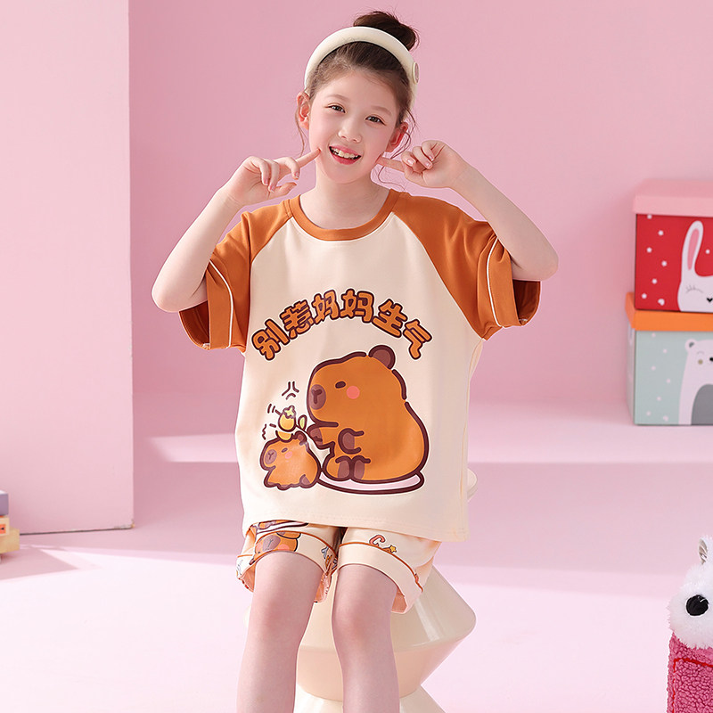 2026儿童睡衣女孩夏季纯棉短家居服套装
